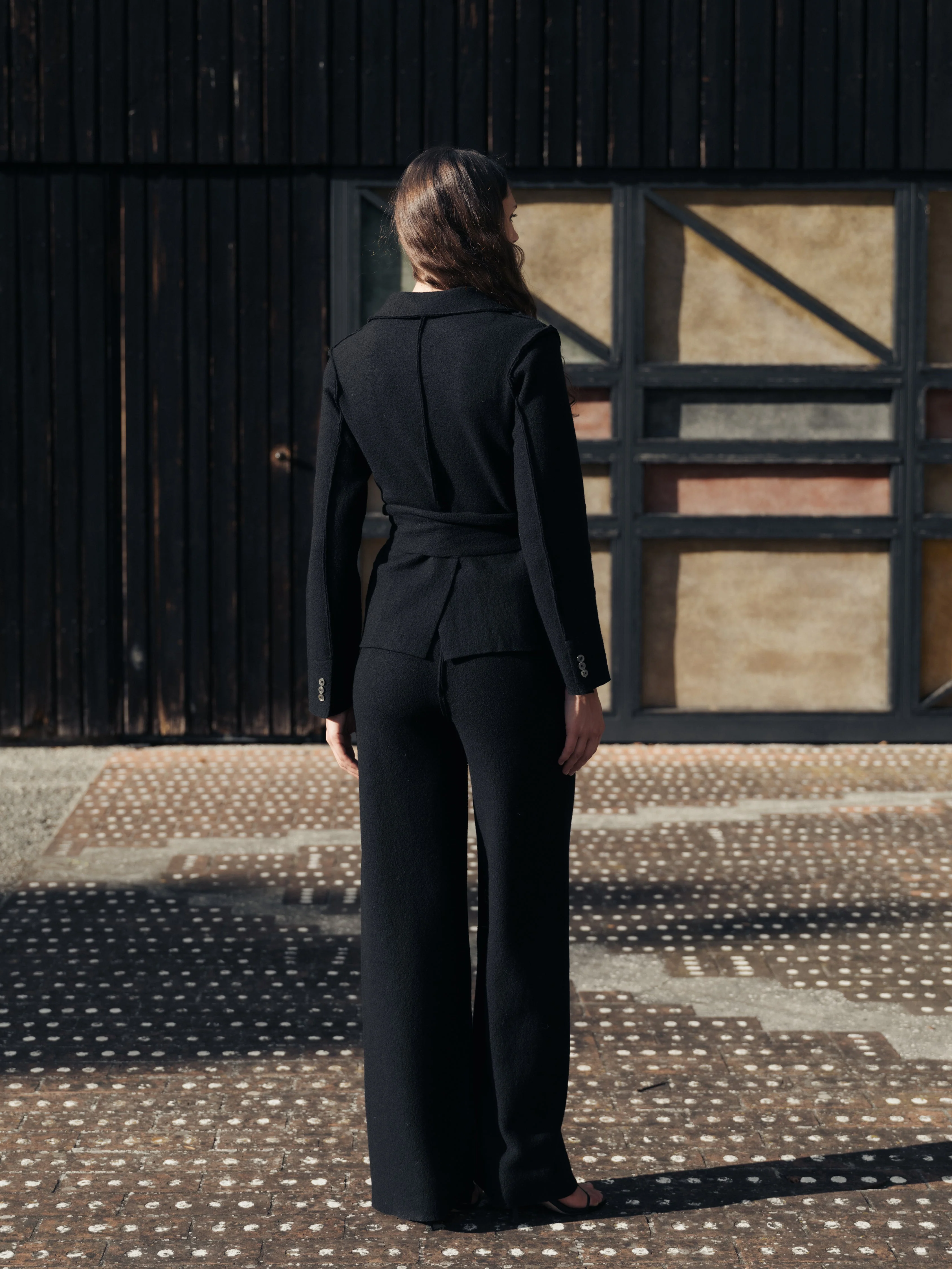 Boiled Wool Bootcut Trousers - Image 3