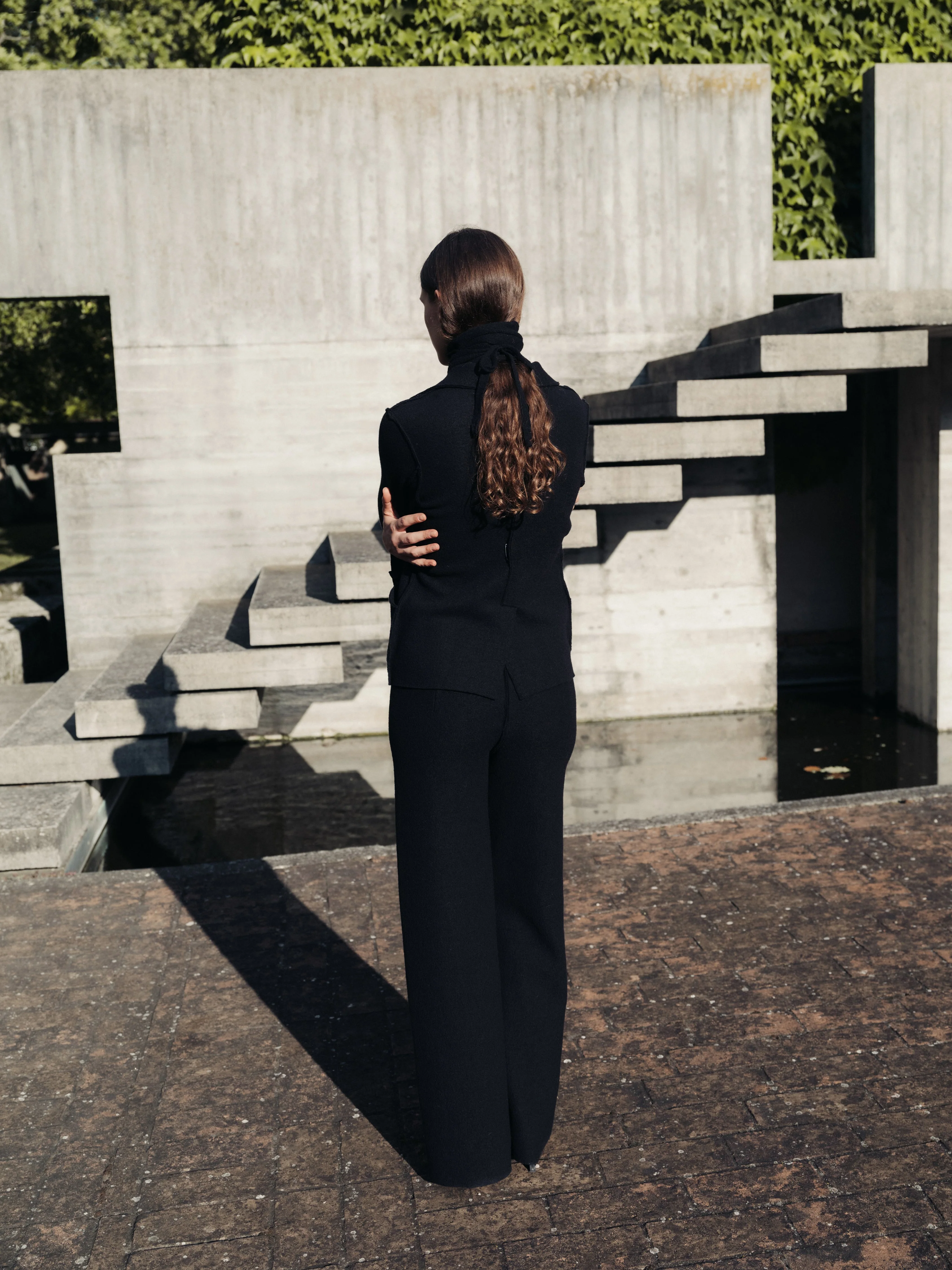 Boiled Wool Bootcut Trousers - Image 5