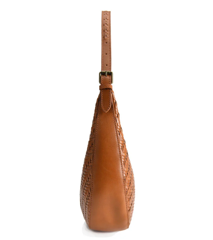 Carmel - Hand Woven Leather Crescent Bag | Brown - Image 3