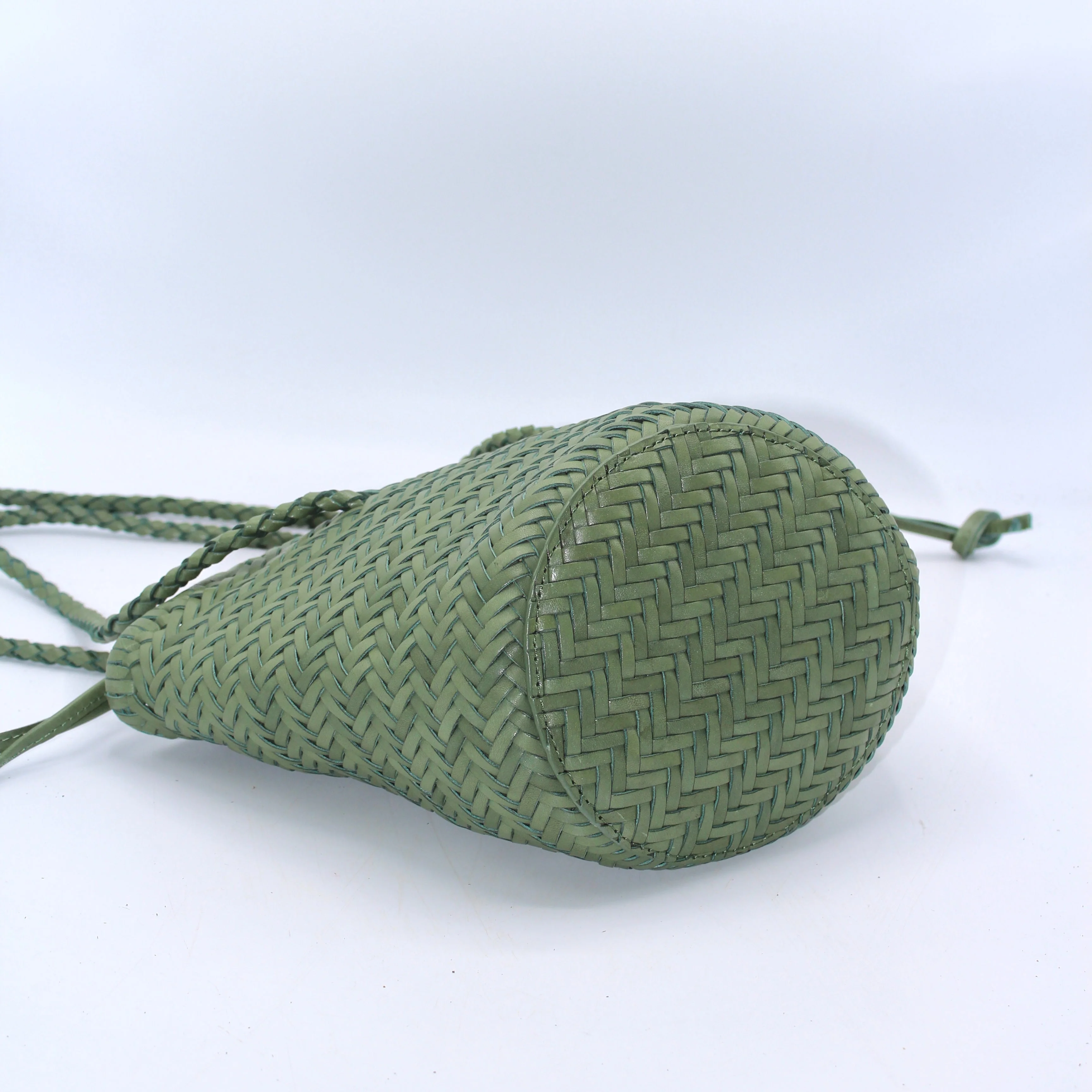 Carmel - Hand Woven Full-Grain Leather Bucket Bag Rosemary - Image 3