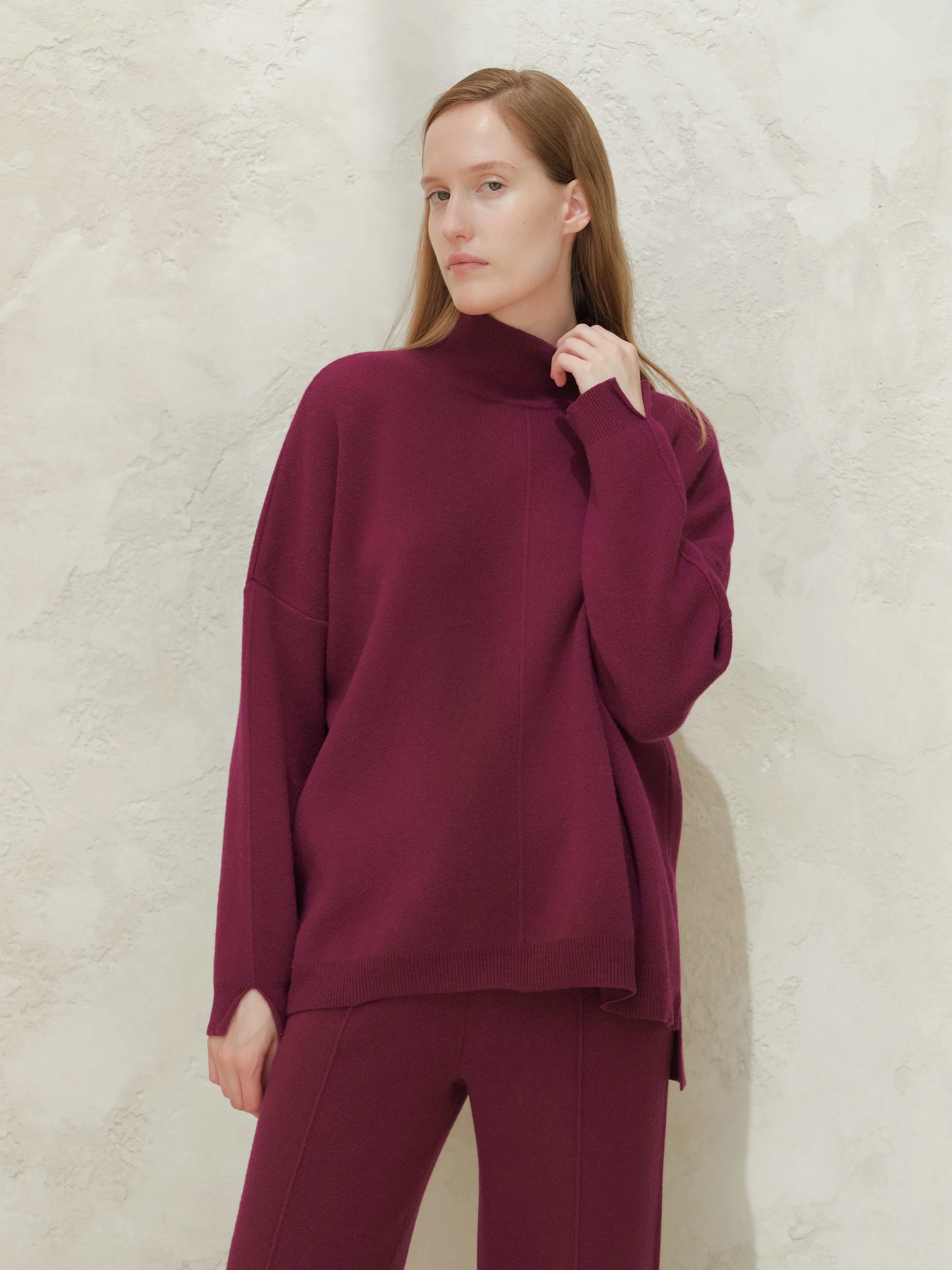 Wool & Cashmere Mix Solid Maxi Turtleneck Sweater - Image 25
