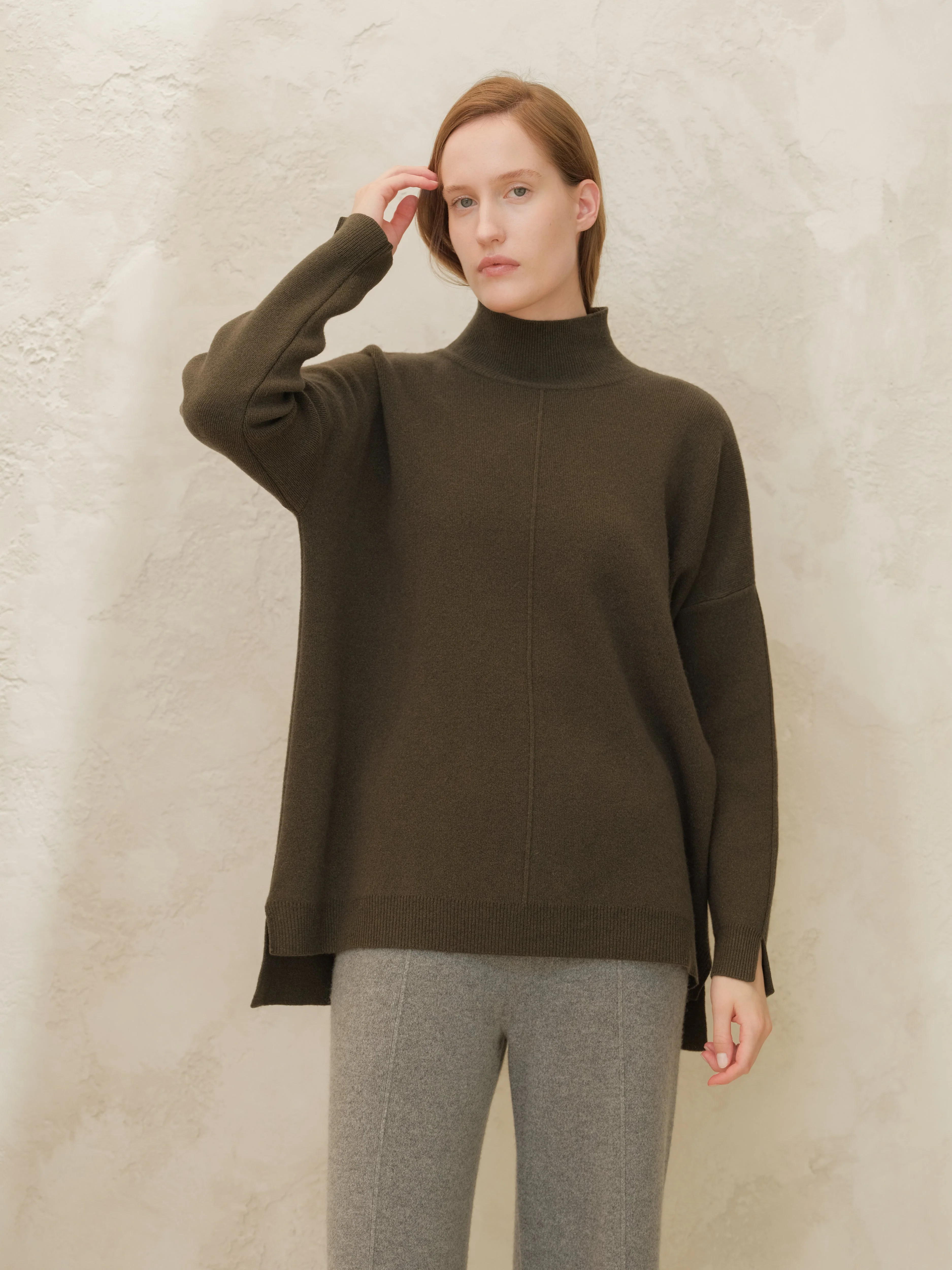Wool & Cashmere Mix Solid Maxi Turtleneck Sweater - Image 33