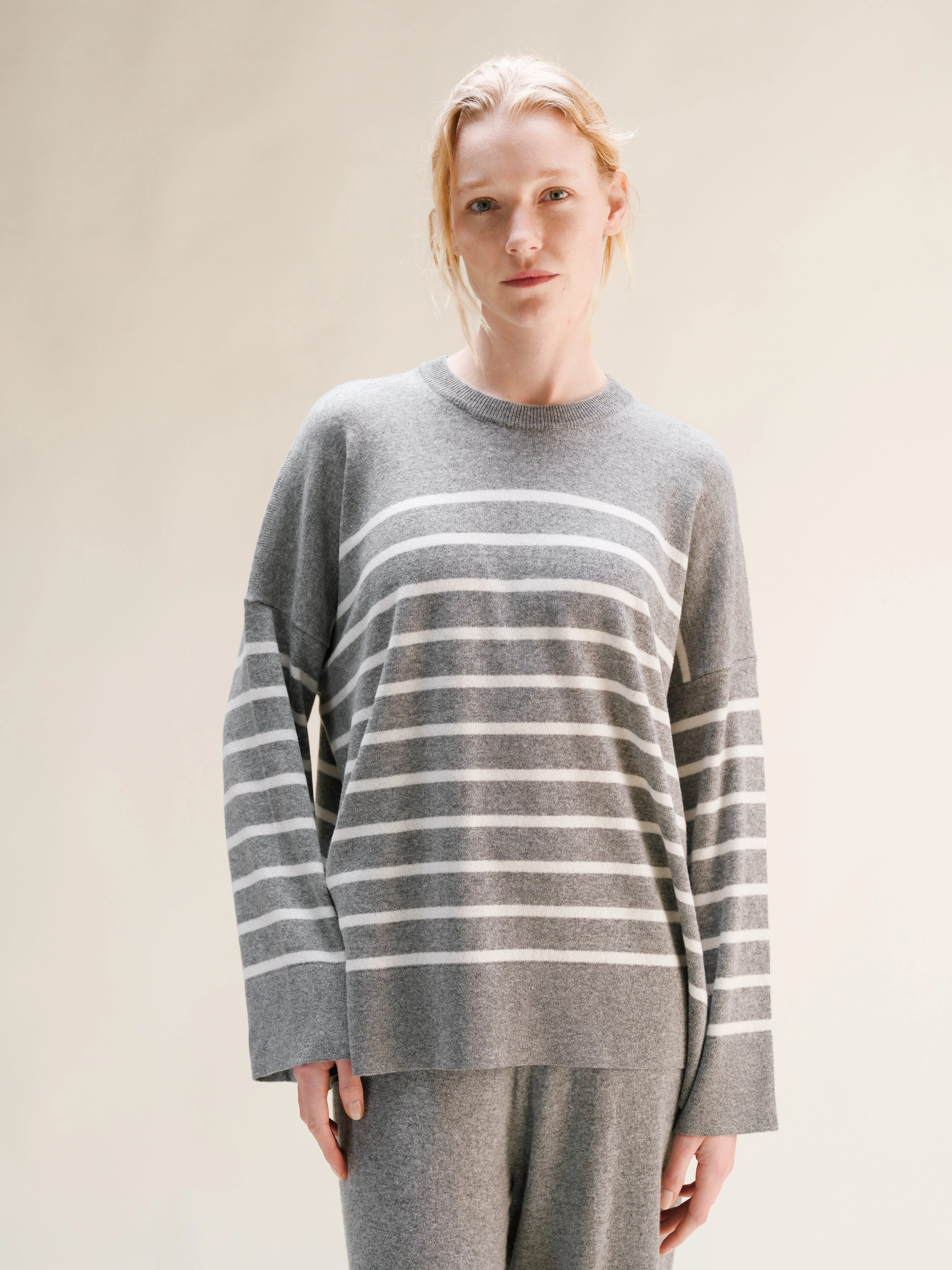 Cashmere Mix Striped Crewneck Sweater - Image 3