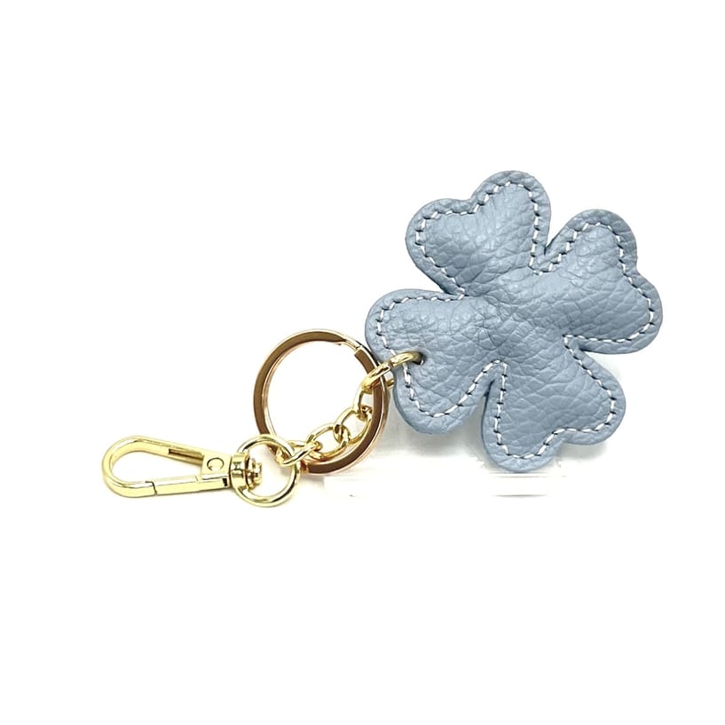 Italian Leather 4-Leaf Clover Keyring & Bag Charm - Image 3