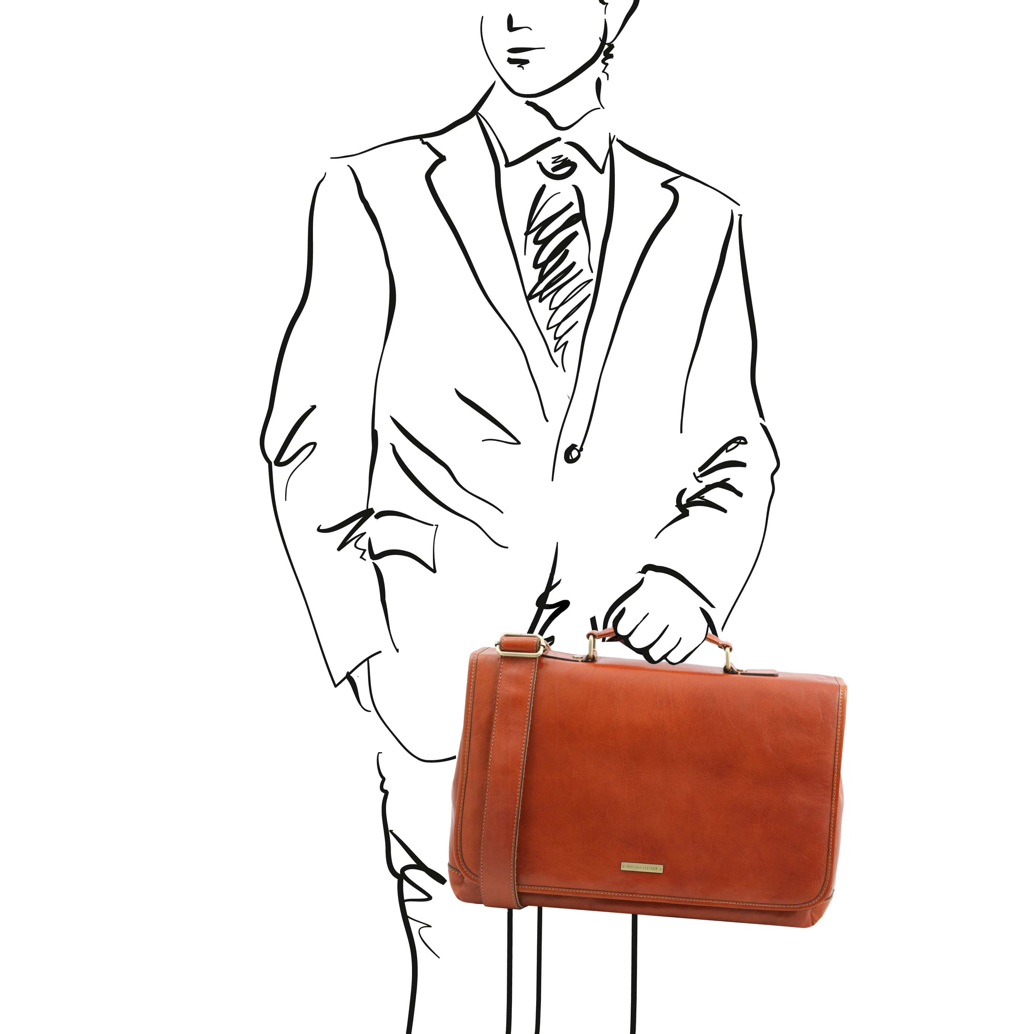 Mantova - Leather multi compartment briefcase with flap | TL142068 messenger bag - Image 18