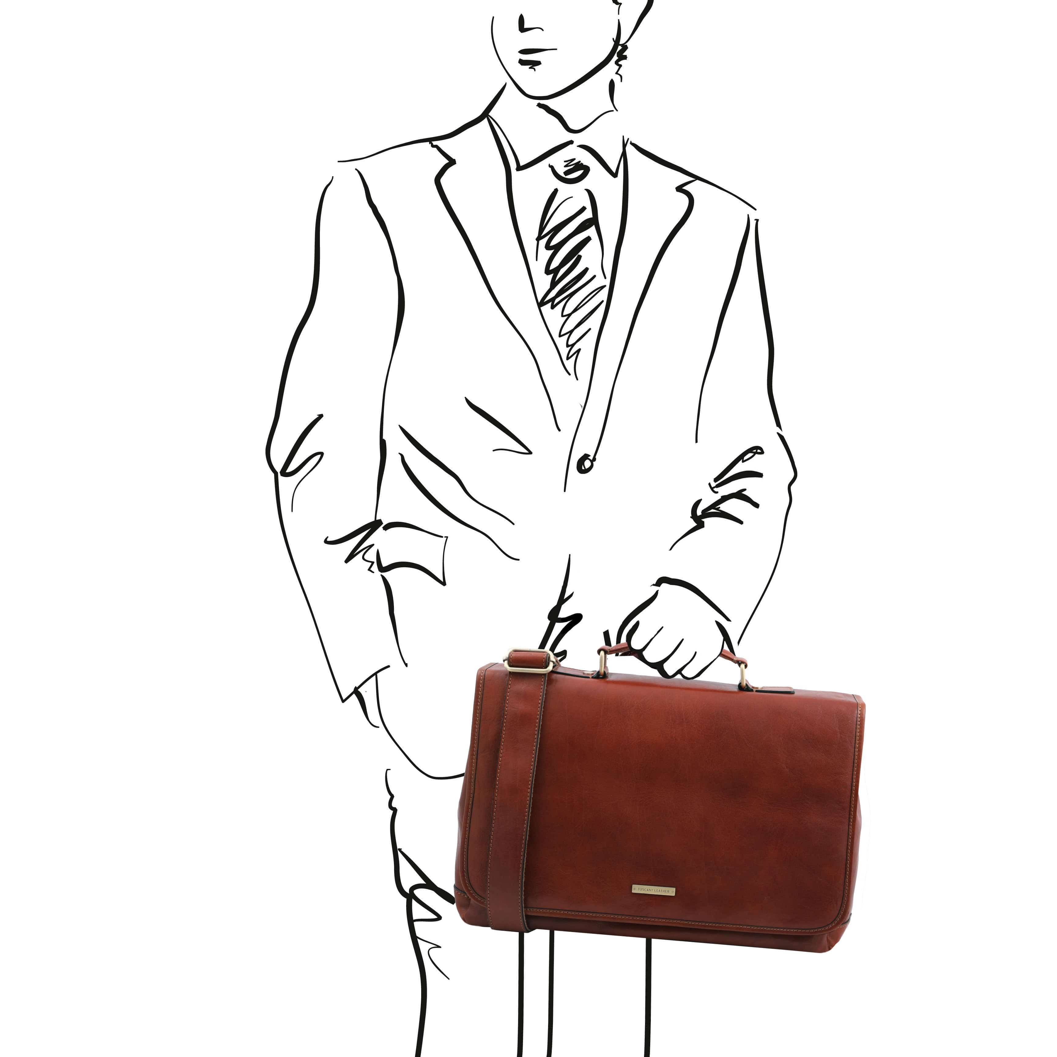 Mantova - Leather multi compartment briefcase with flap | TL142068 messenger bag - Image 9