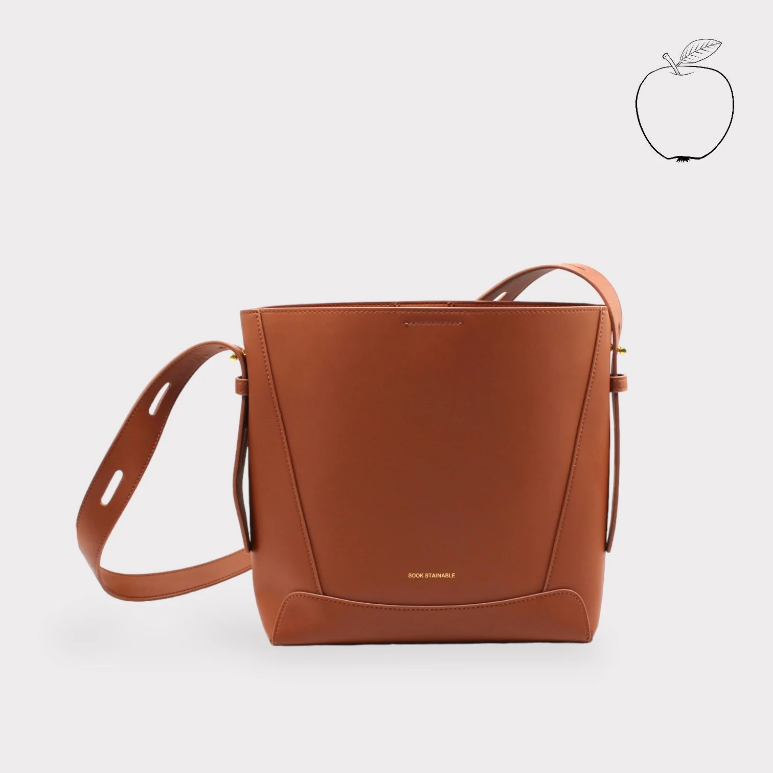 Oli - Apple Leather Midi Shoulder Cross-body Bag Brown - Image 3