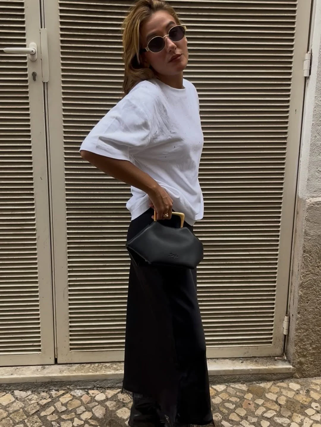 Sora - Metallic Handbag/Shoulder Bag Black - Image 7