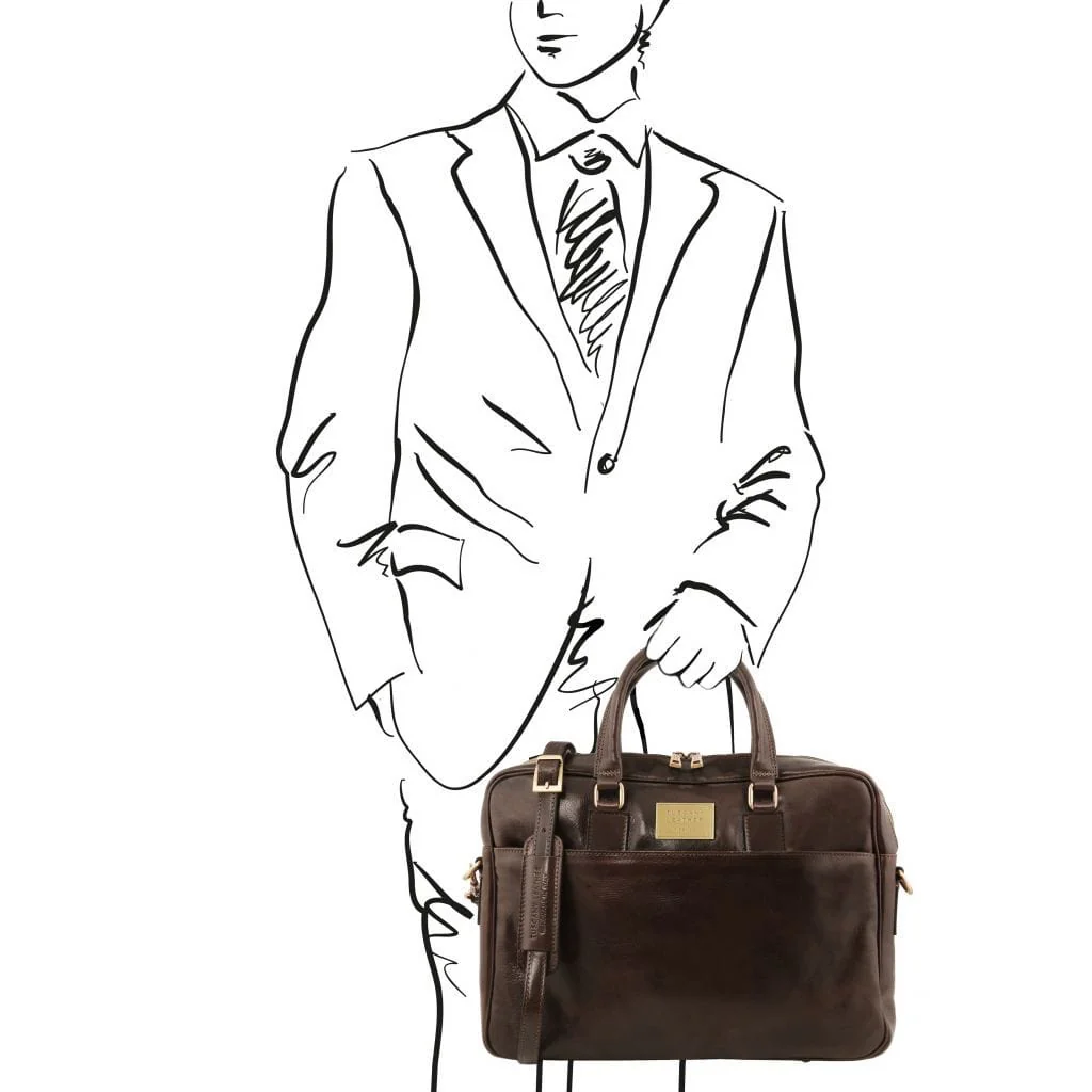 Urbino - Leather laptop briefcase with front pocket | TL141241 - Image 12