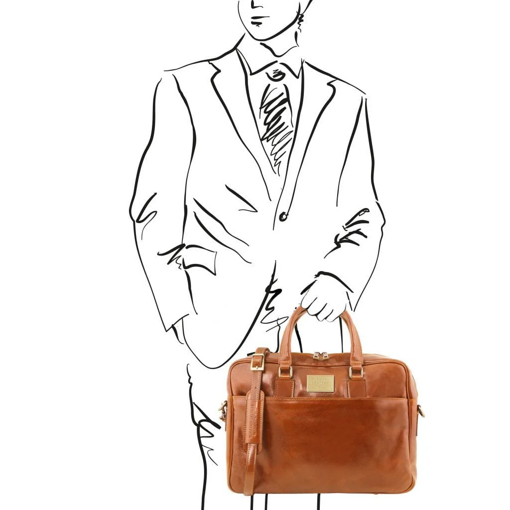 Urbino - Leather laptop briefcase with front pocket | TL141241 - Image 14