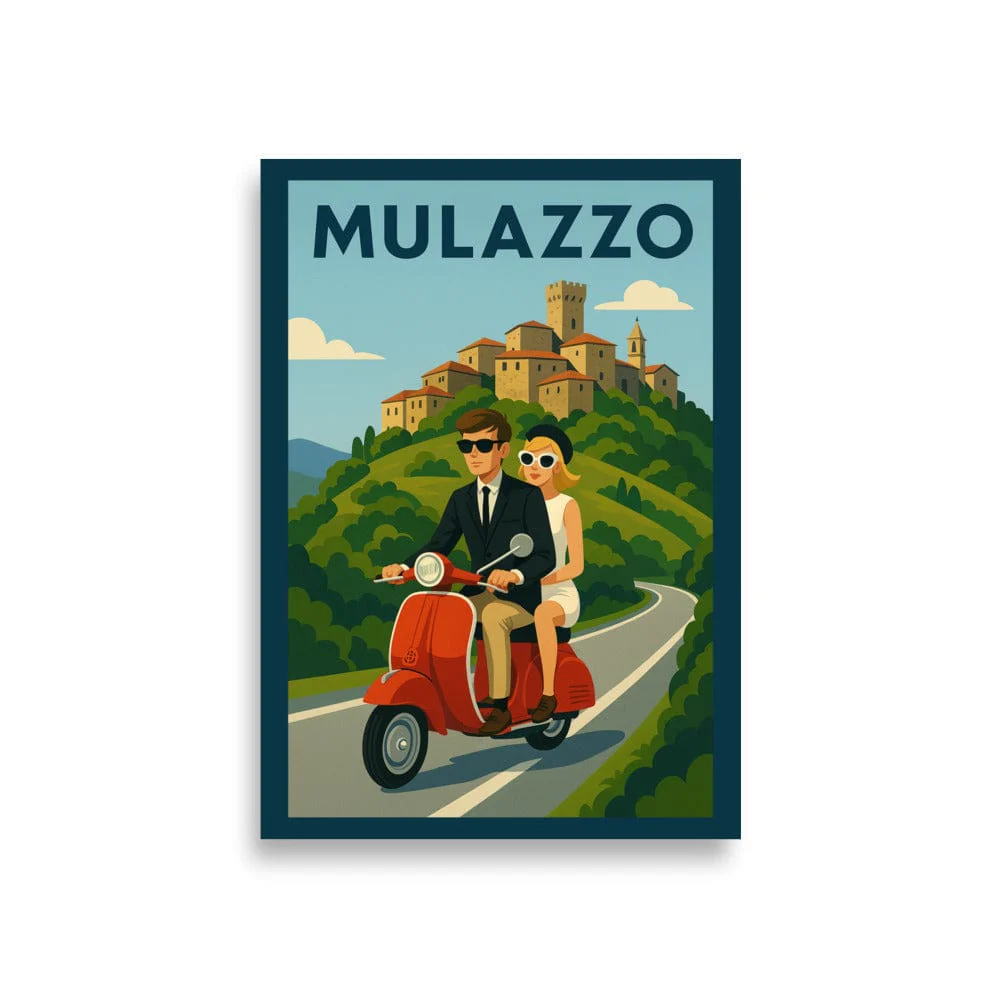 Vintage Travel Poster - Mulazzo, Italy - Couple on Vespa - Image 16
