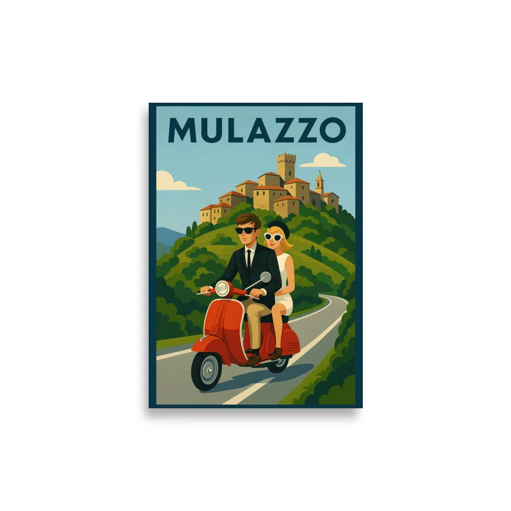 Vintage Travel Poster - Mulazzo, Italy - Couple on Vespa - Image 18