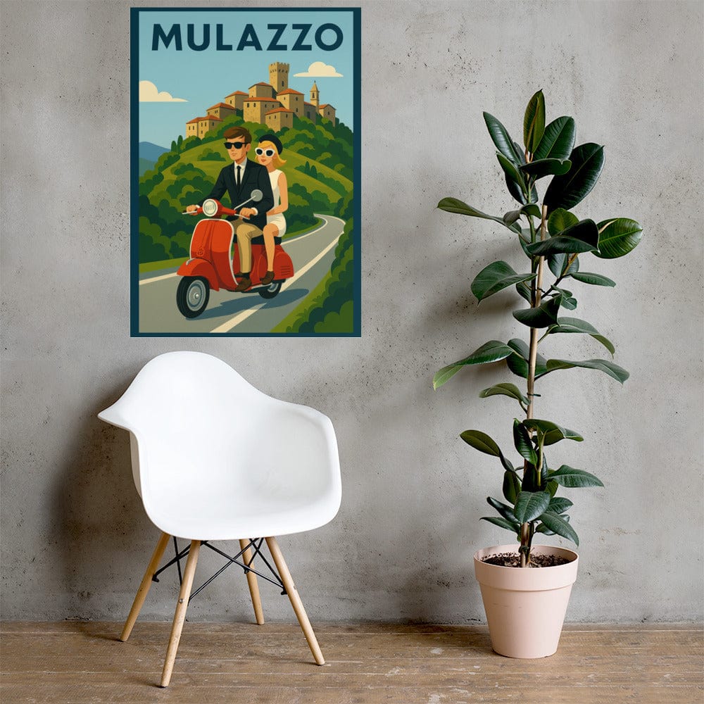 Vintage Travel Poster - Mulazzo, Italy - Couple on Vespa - Image 6