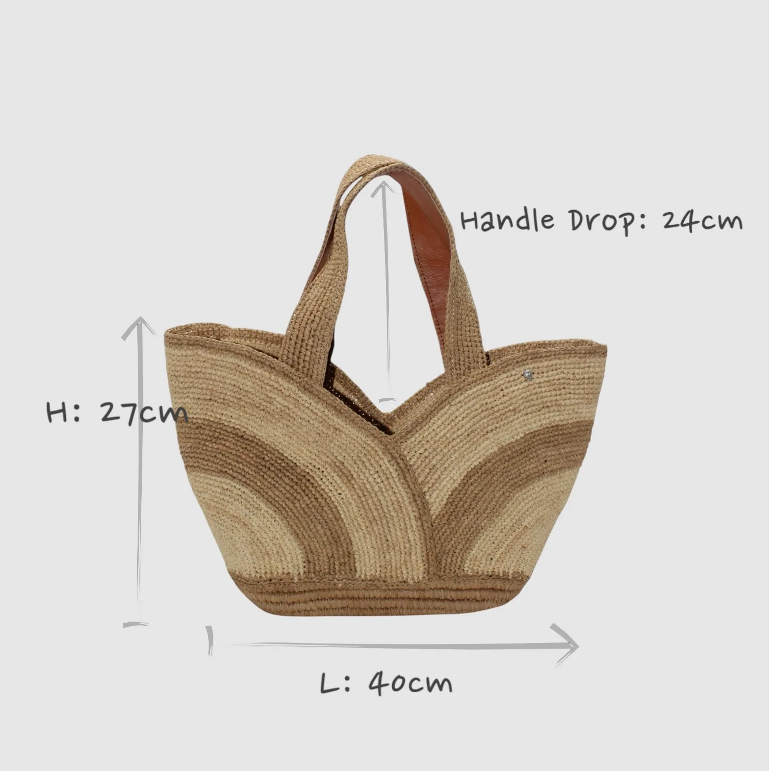 Yasmin - Handmade Natural Raffia Tulip Tote Bag Natural Color - Image 5